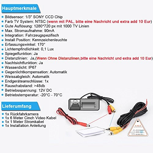 rear view camera - Night vision 1280 x 720 pixels