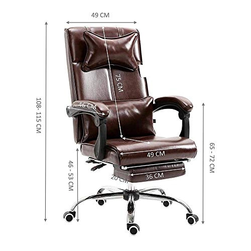 Desk Chair - PU Leather Brown High Back