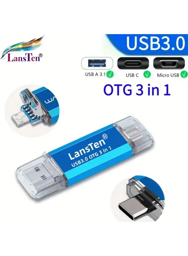 3 In 1 OTG Flash Drive - USB 3.0 Type-C Micro USB 32GB