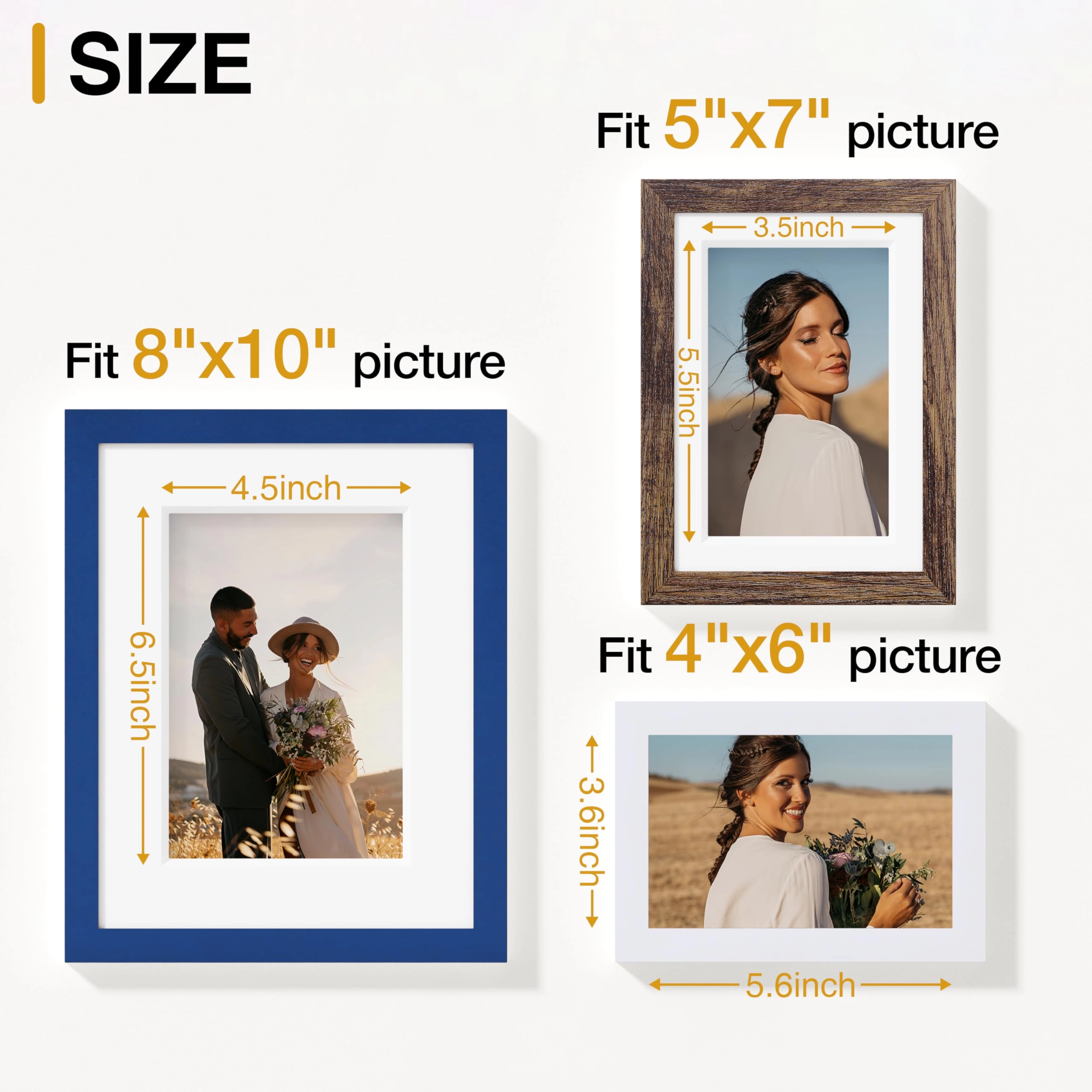 Picture Frames Set - 10 Pack Rustic Grey