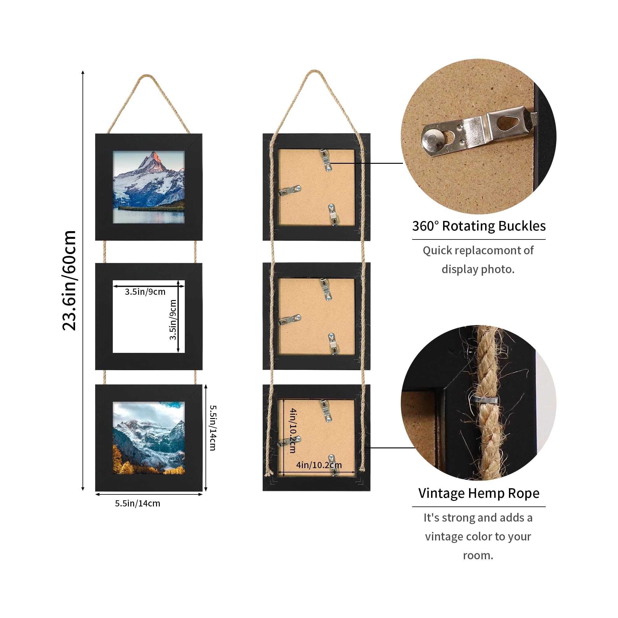 Collage Picture Frames - 4x4 in 3 Opening