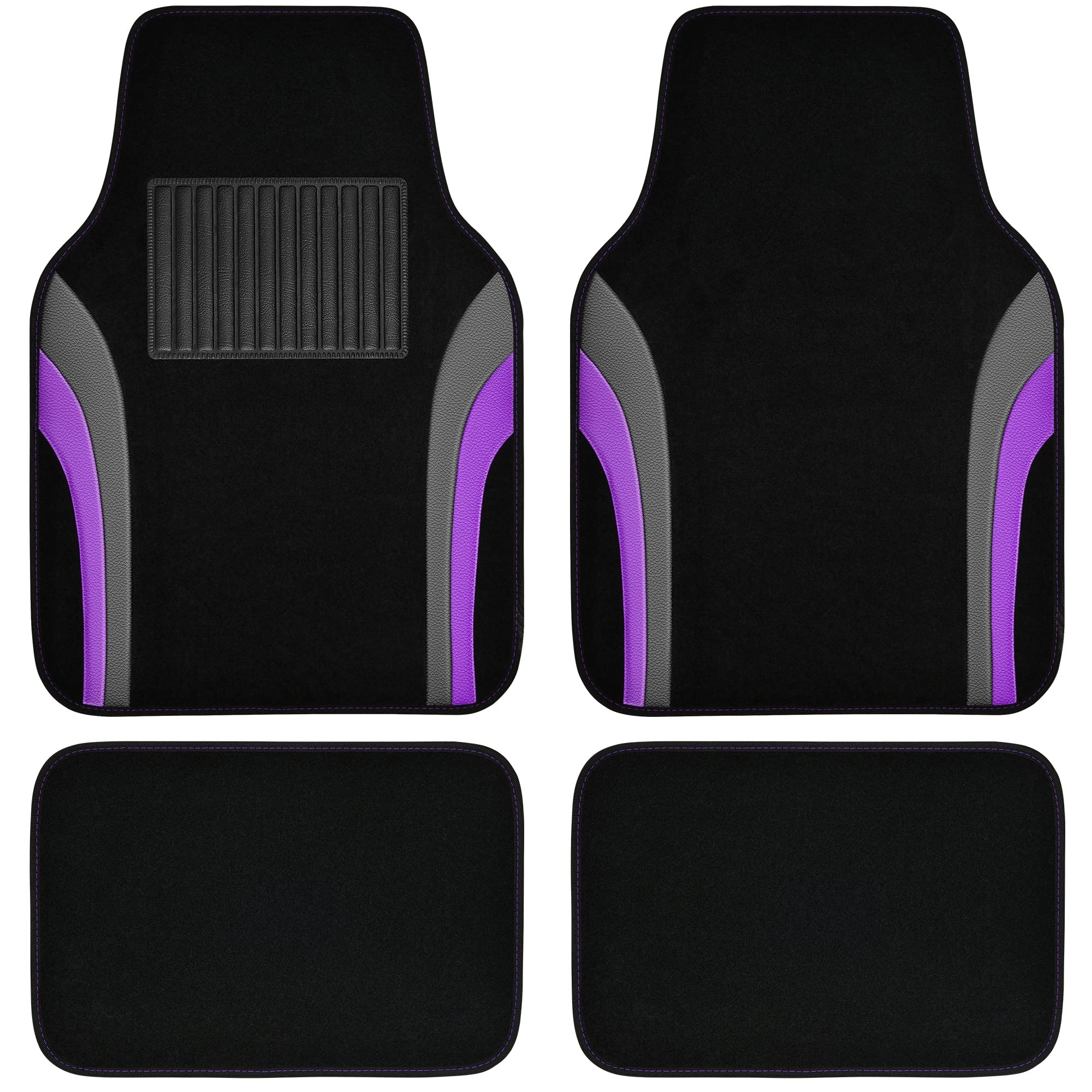 Universal Fit Car Floor Mats - Set of 4pcs Black and Burgundy