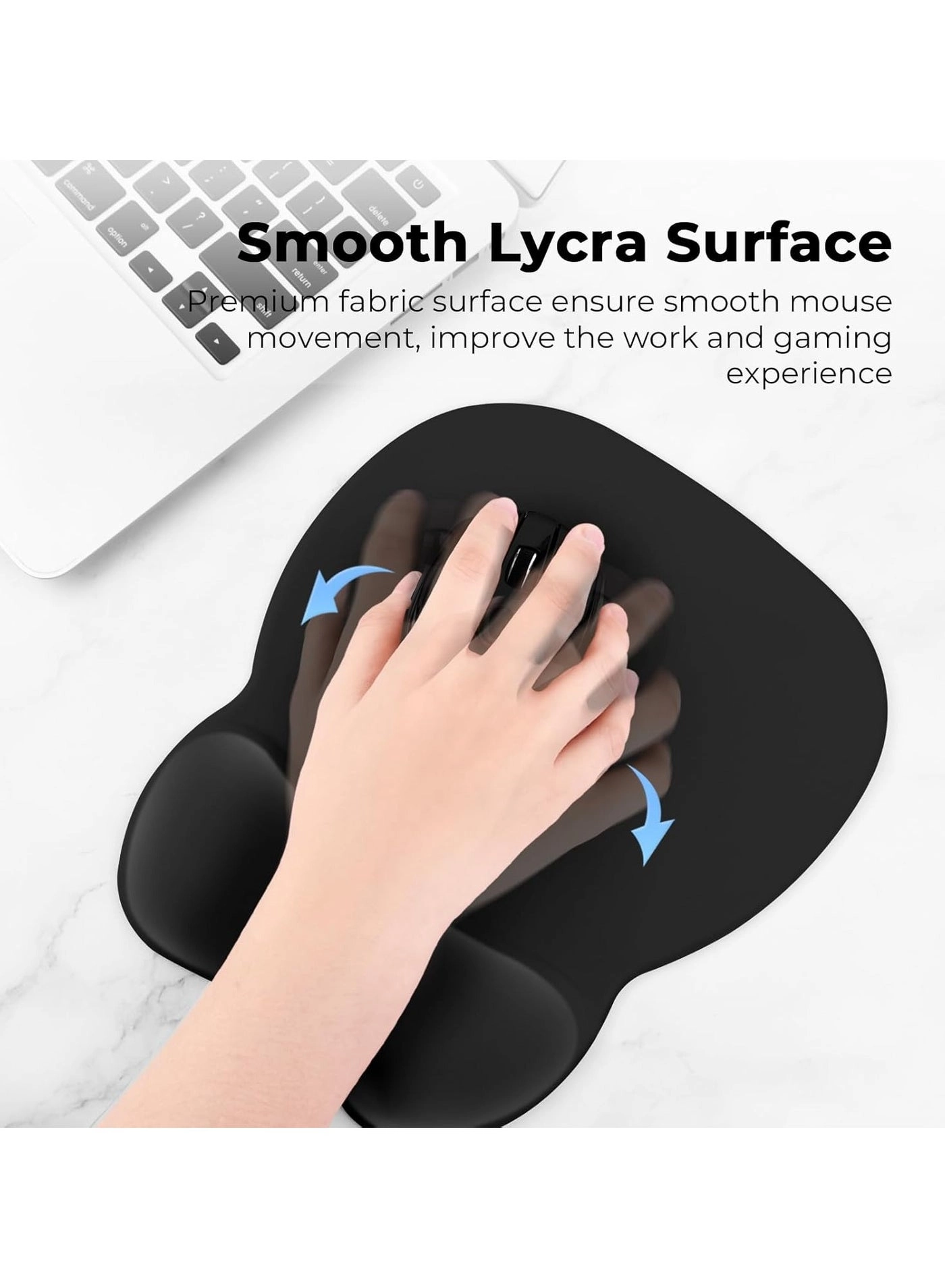Lycra Ergonomic Mouse Pad - 23.8x20.57 cm