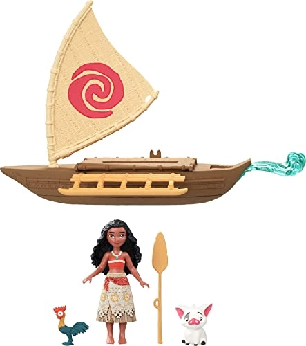 Moana Small Doll + Floating Boat + Friend Figures