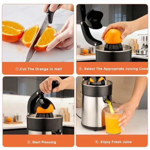 Electric Citrus Press - 2 Removable Cones Dishwasher Safe