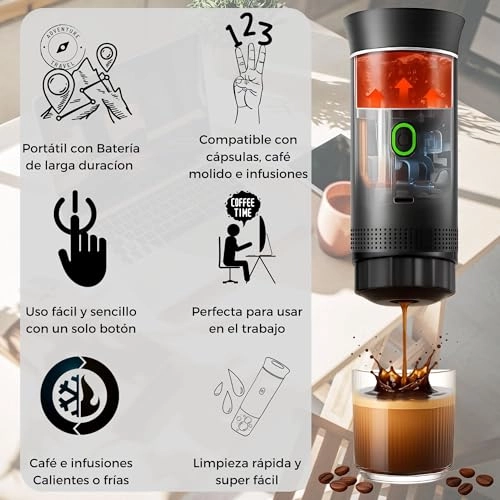 Portable Capsules Coffee Maker - 6 Centiliters Capsule, Ground