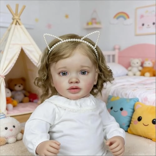 Pippa Reborn Baby Doll - 26 inch Cotton Vinyl Hand-rooted Curly Hair Ages 3+