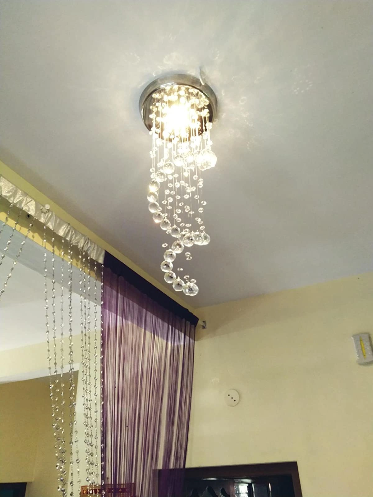 GA Crystal Glass Chandelier - 2 Foot Yellow LED