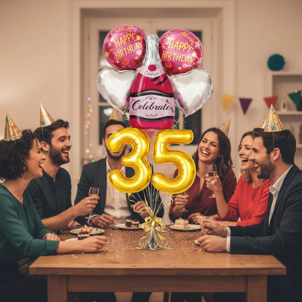Number 35 Birthday Balloons Set - 6 Count Birthday
