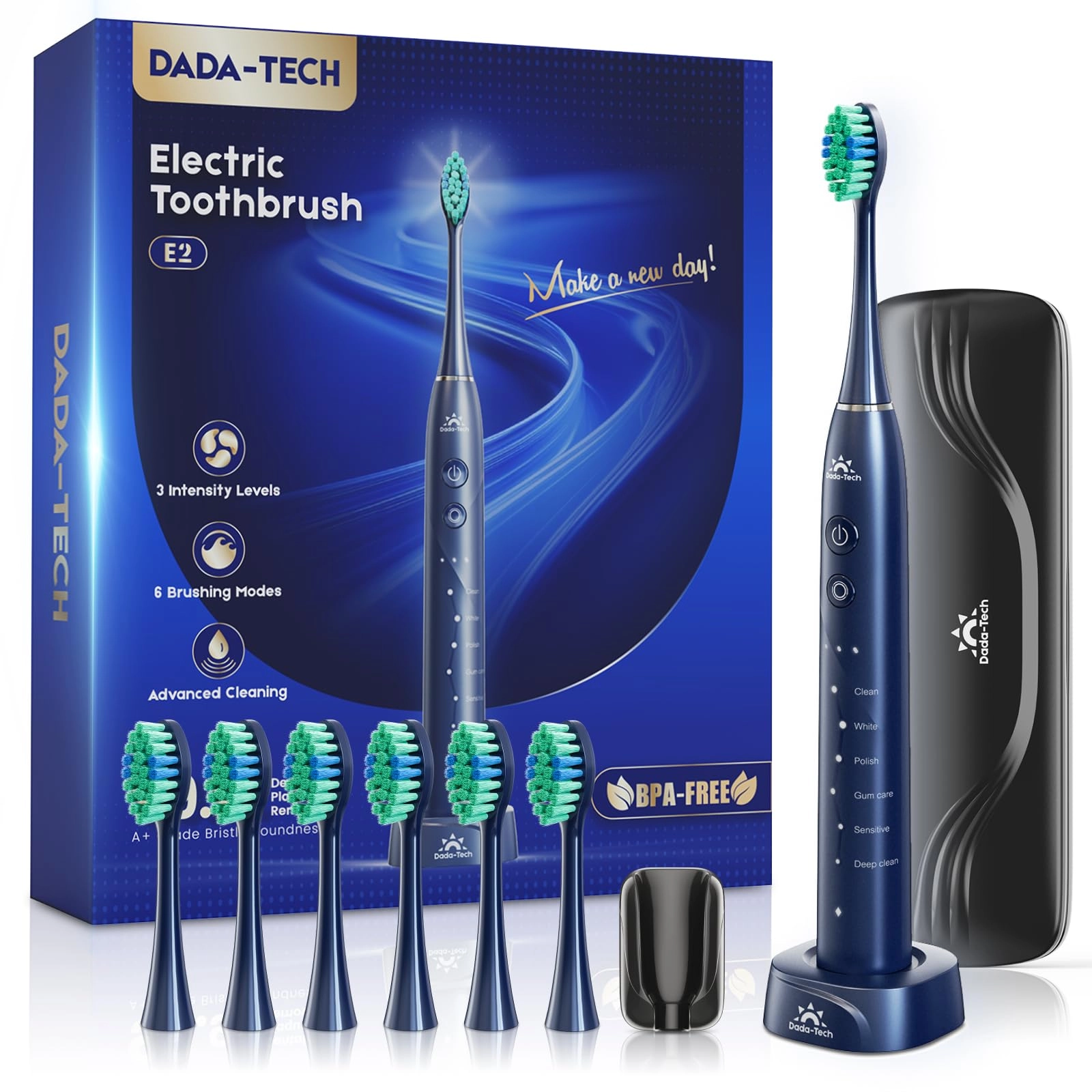 DADA-TECH E2 - Rechargeable 7 Brush Heads 6 Cleaning Modes