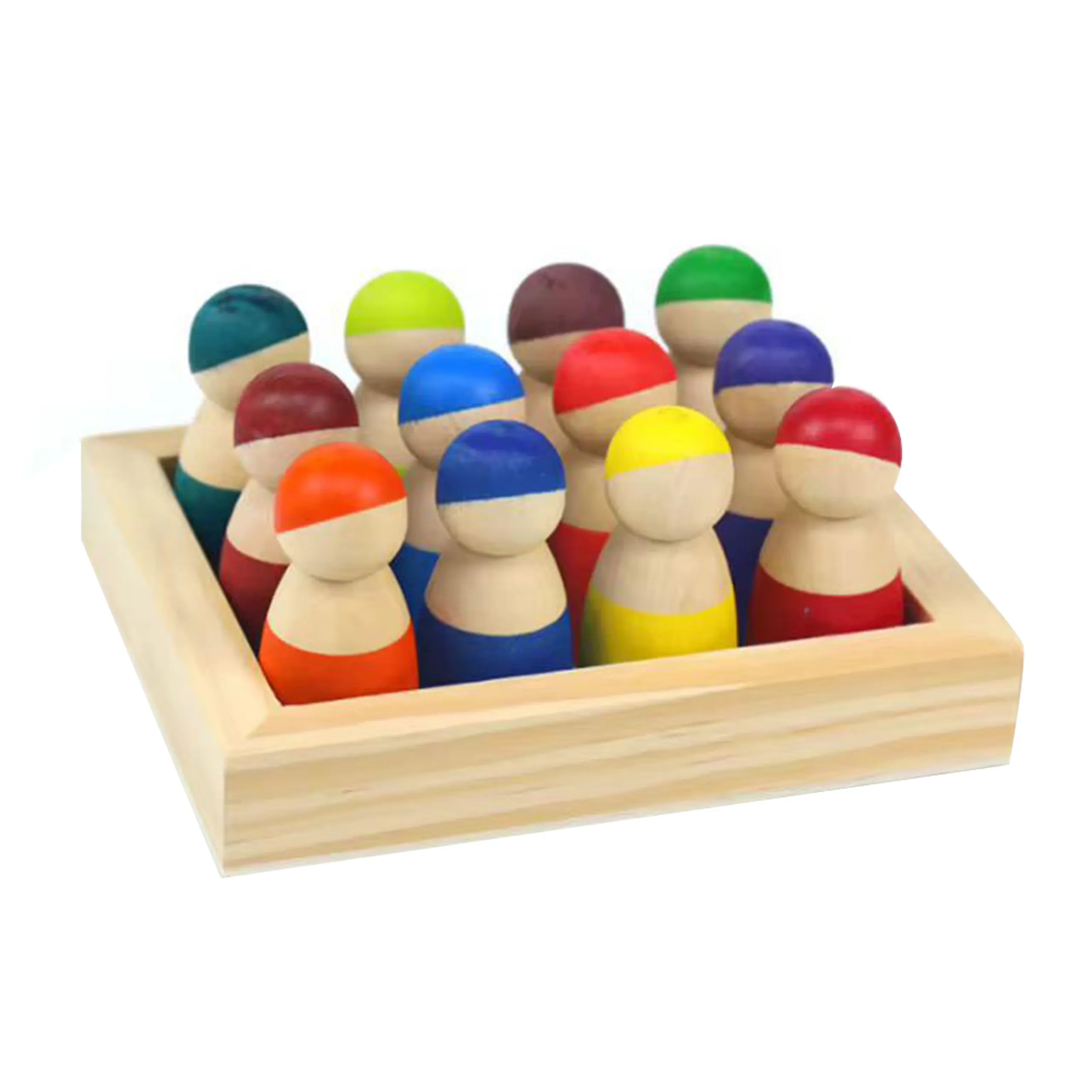 Woody Buddy Classic Wooden Peg Dolls - 12 months & above 12 Pc