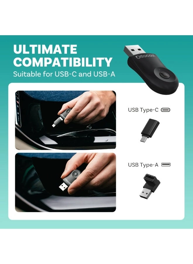 Mini Wireless CarPlay Adapter - Bluetooth 5.0 USB-C USB-A