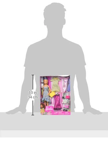 Doll and Clothing Set - 4 Complete Outfits 18 Pieces