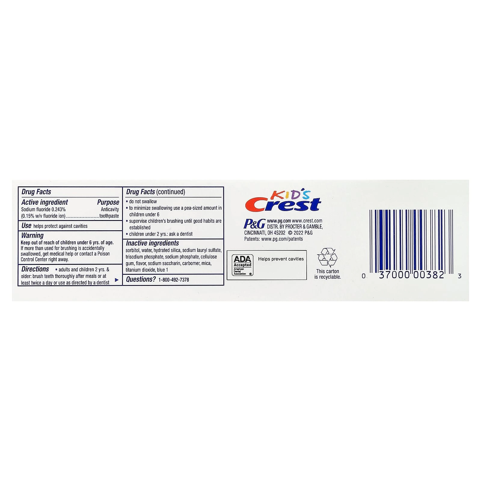 Cavity Protection Fluoride Sparkle Fun Toothpaste Kids 130 g