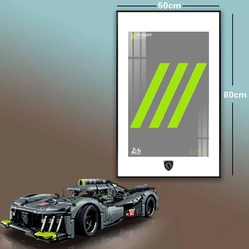 Display Wall Mount for LEGO 42156 Peugeoot Hybrrid Hyperccar Model - acrylic 2mm/3mm thickness