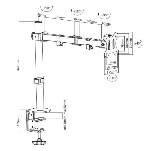 JMS66-C1 - 32 Inches 75x75mm or 100x100mm