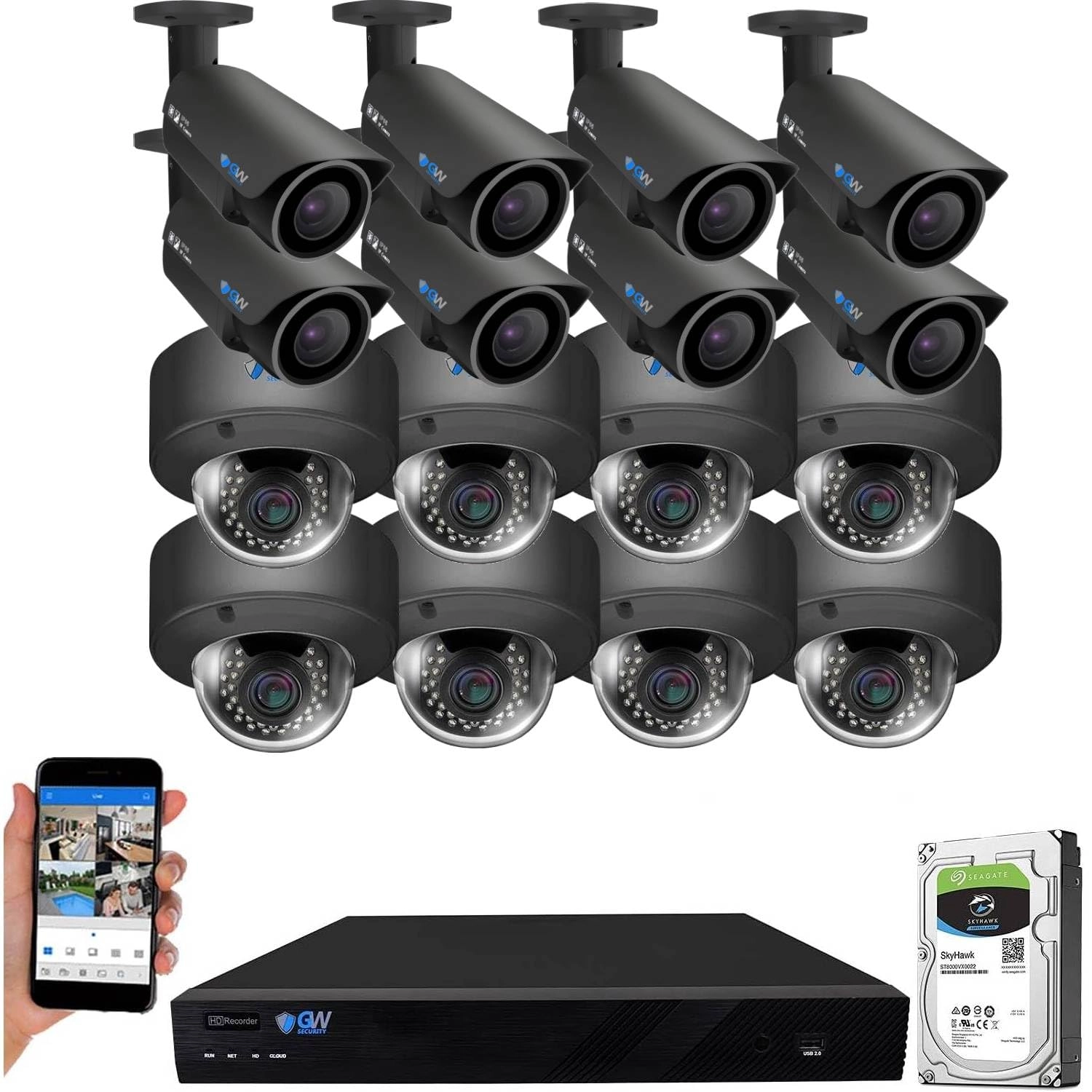 GW Security SECU5-33NMIC + SECU5-91NMIC + SECU16NP - 16 channels