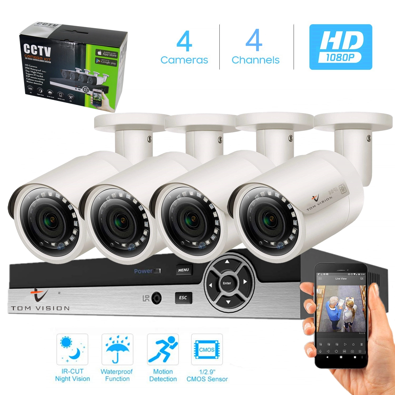 Turbo HD DVR - 4-Channel + Bullet Camera - 1280x1080P 4x