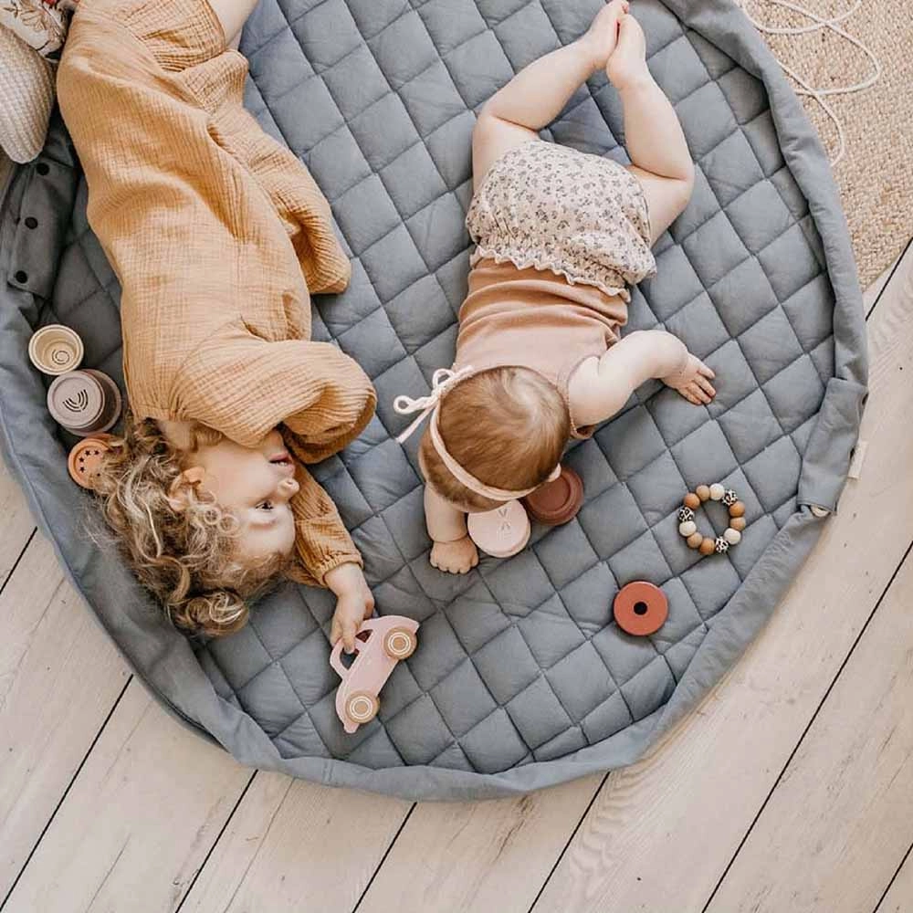 Playmat & Storage Bag - Organic Dusty Blue 6 months
