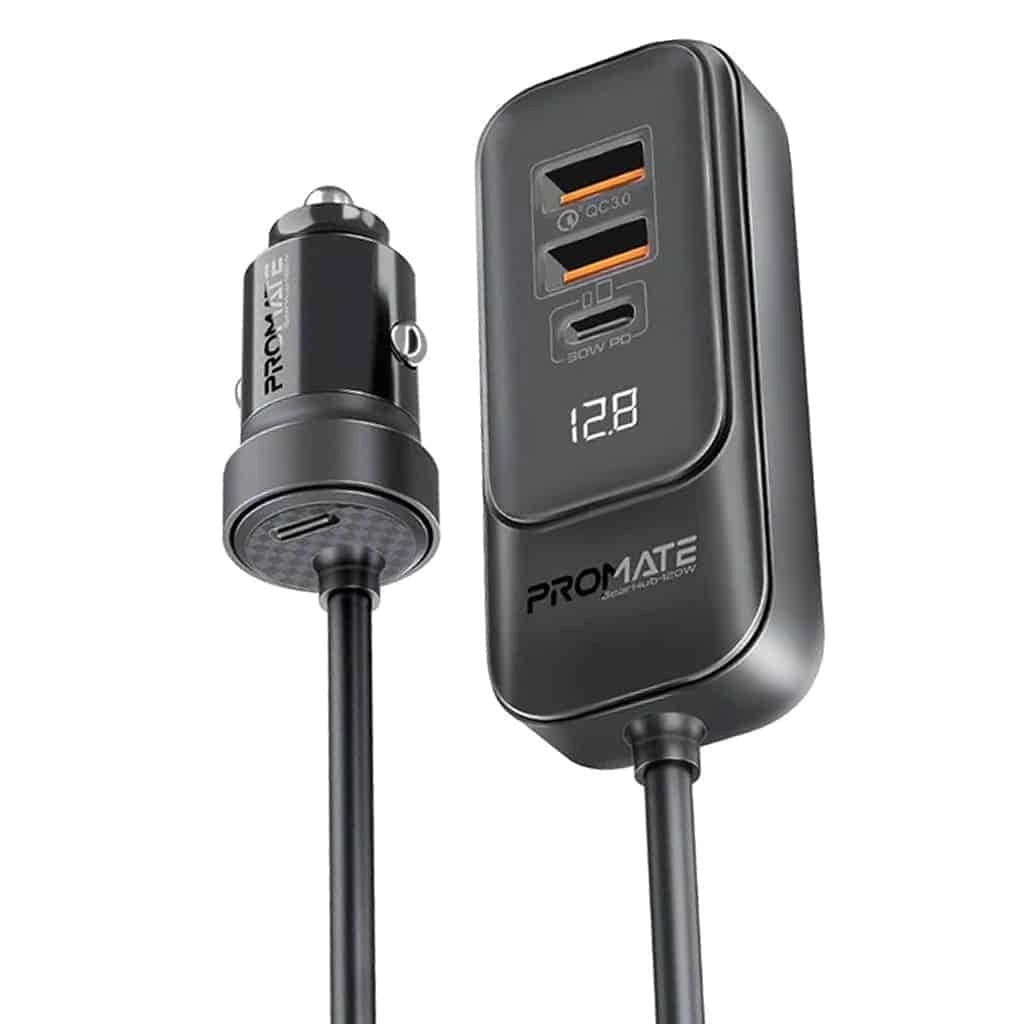 Promate GEARHUB-120W - RapidCharge Multi-Port Backseat Charging Hub