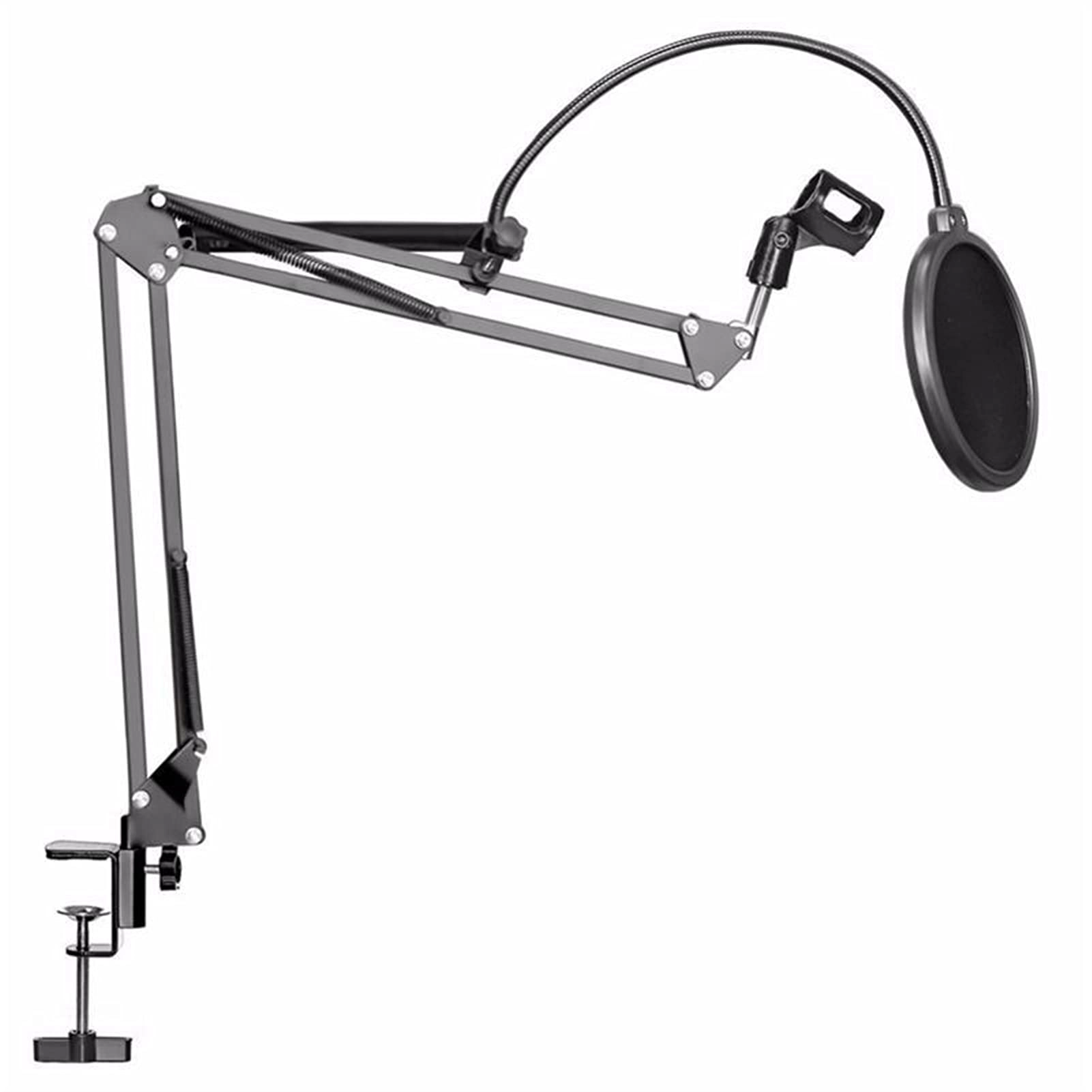 Mic Stand + Mic Clip Holder + Table Mounting Clamp + Pop Filter