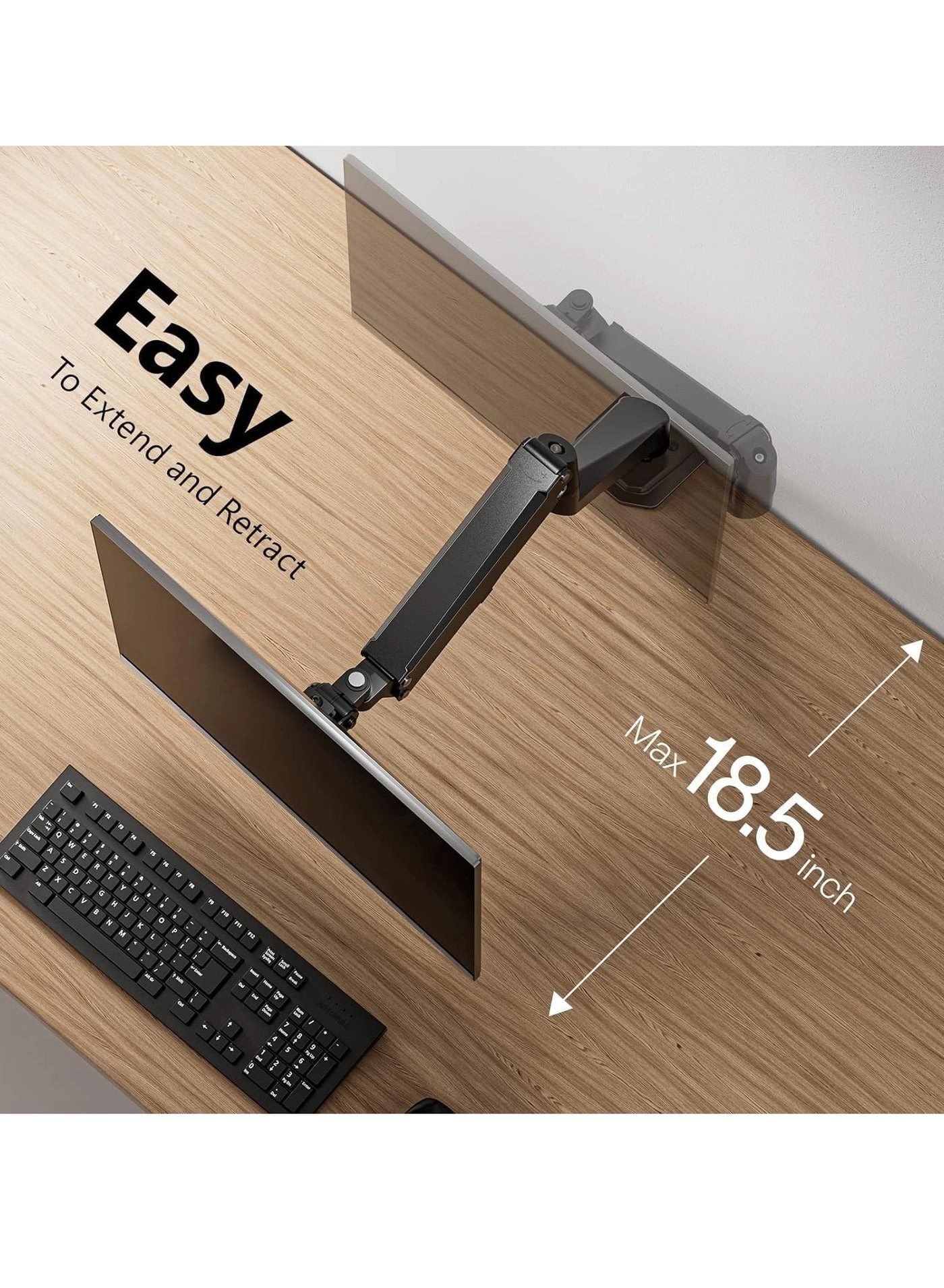 Single Monitor Mount - Gas Spring Full Motion 17-27 Inch