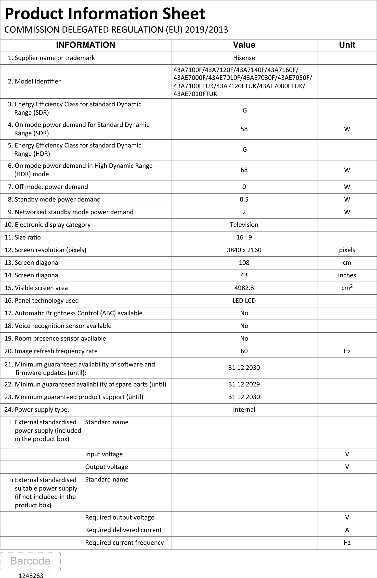 43AE7000FTUK - 43 inch