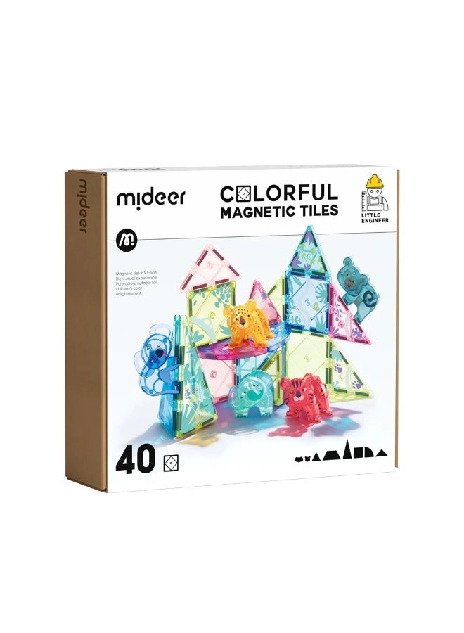 MIDEER Colorful Magnetic Tiles - 40 pcs