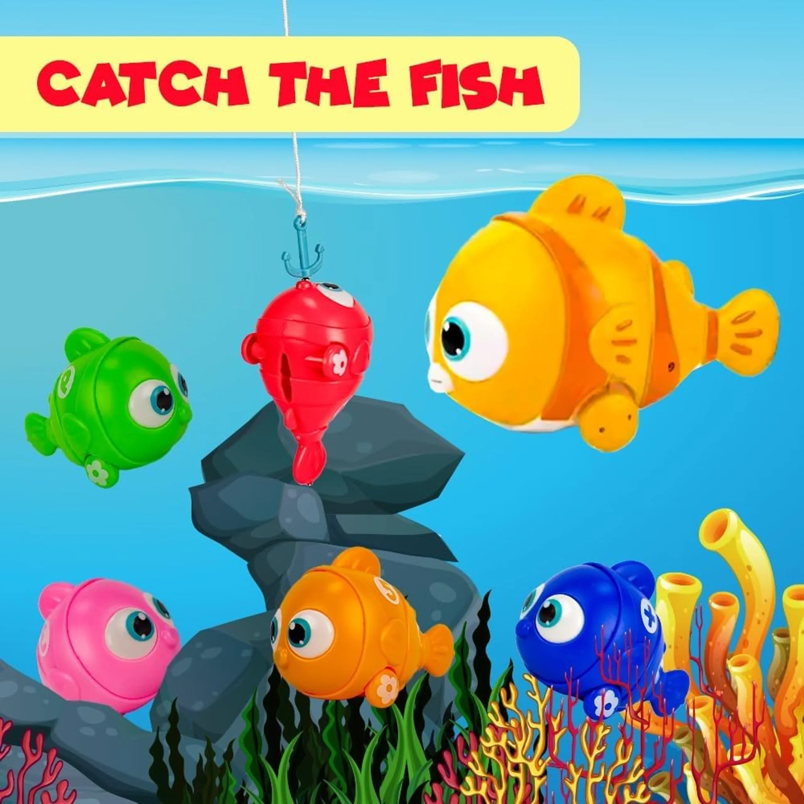 Magnetic Electric Fishing Game Toy Set - 3+ 7 pieces