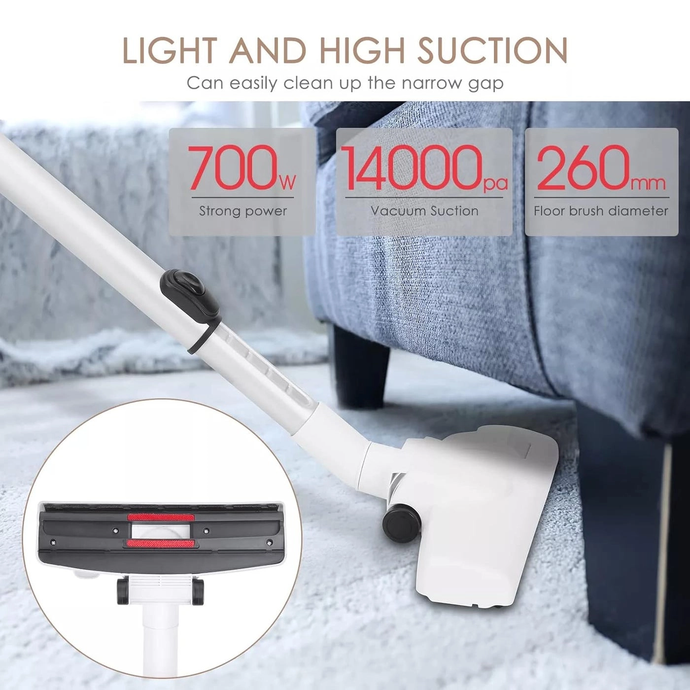 Upright 2in1 - Handheld Stick 14000 PA HEPA Filter