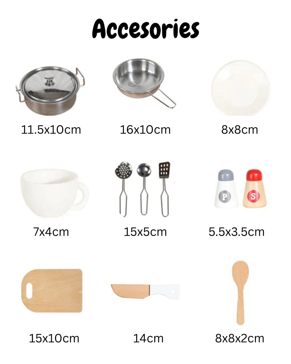 Kids Wooden Kitchen Playset - 10+ pcs (5551007-MSN24015)