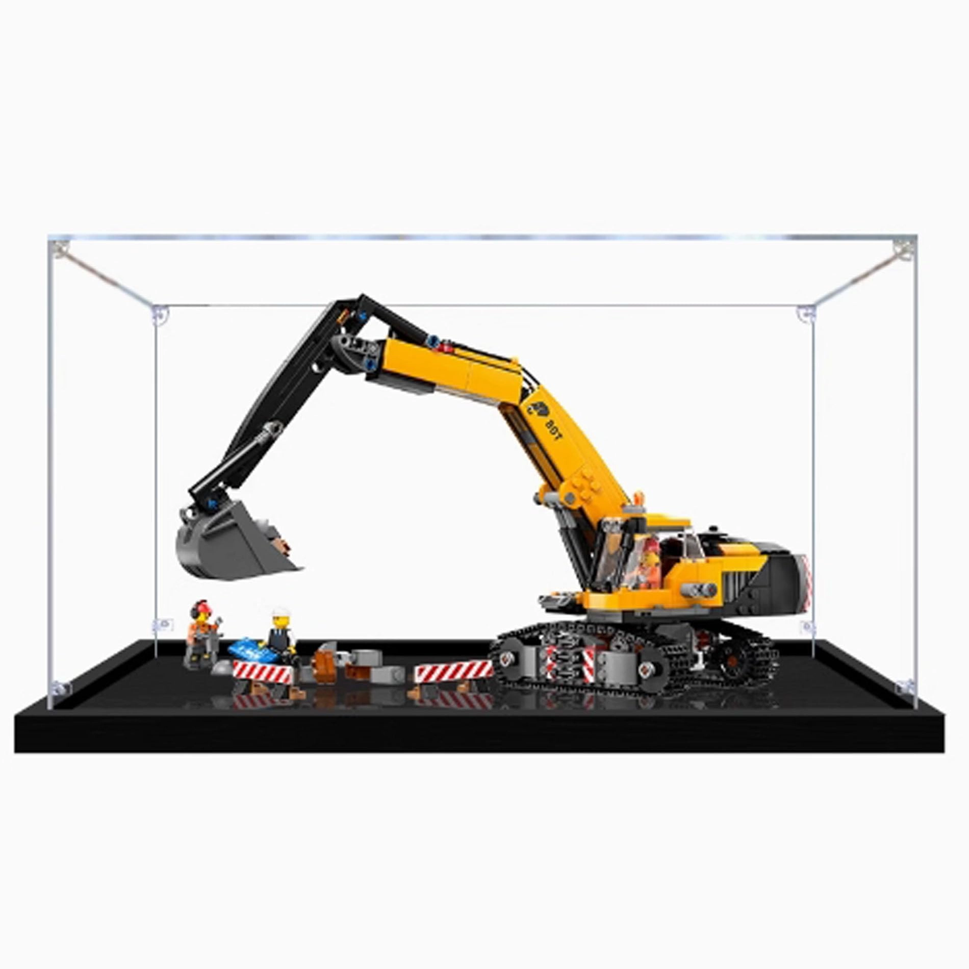 YUANZITIAN Acrylic Clear Display Case for LEGO Yellow Excavator Model 60420