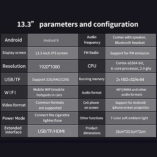 Car Headrest Display - 13.3in