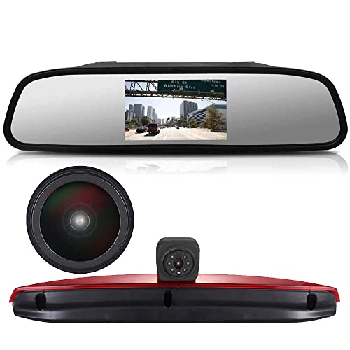 Rear View Mirror Monitor - 4.3 Inch Wired + Brake Light Camera - 1280 x 720 Night vision