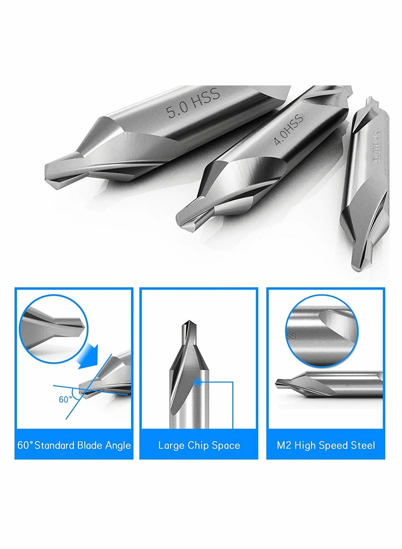 Center Drill Bit Set - HSS 7 Pieces 1.0 1.5 2.0 2.5 3.0 4.0 5.0mm