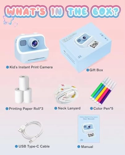 Instant Print Camera - Zero Ink Thermal 1080P