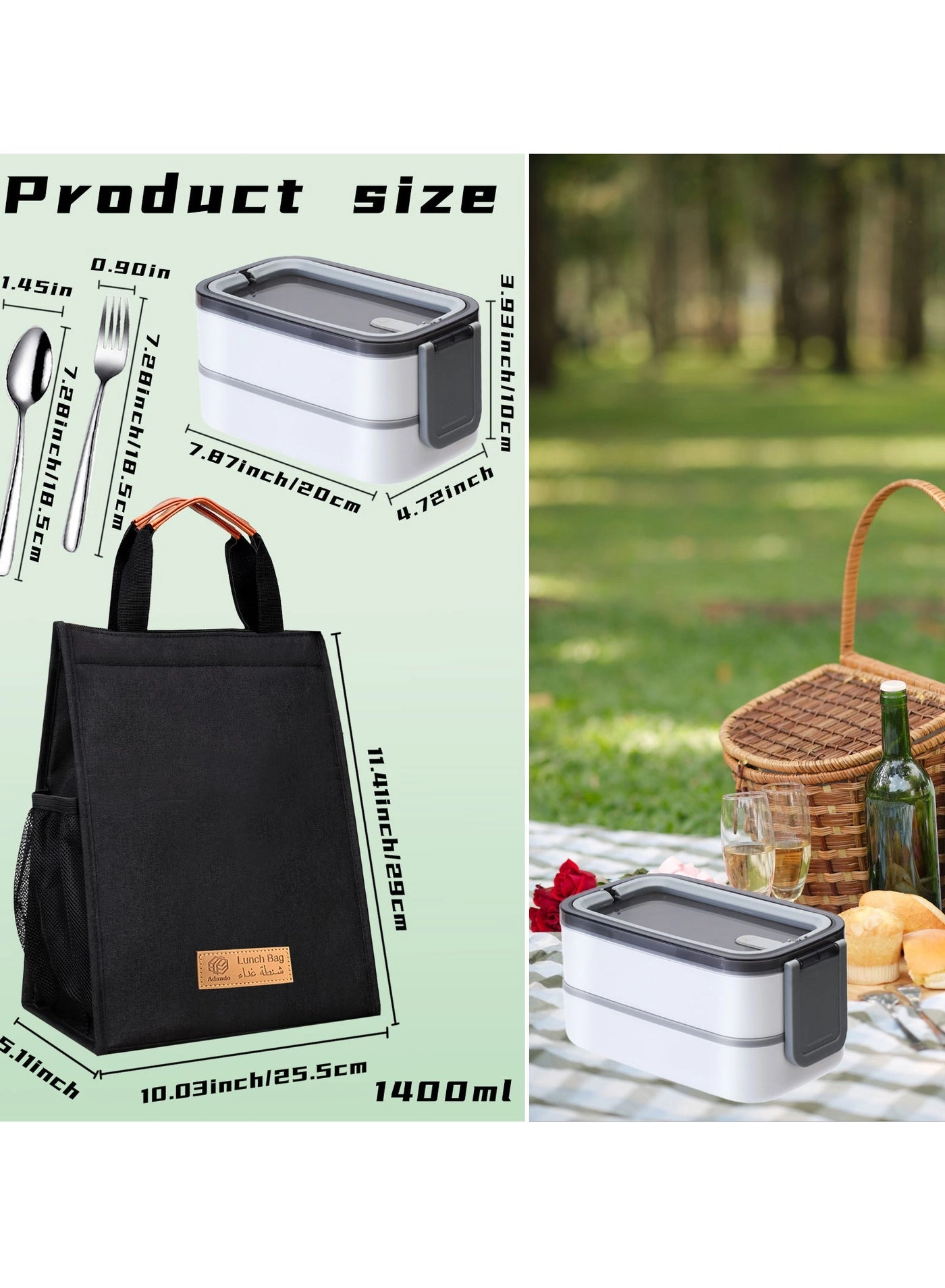 bento box - 304 Stainless steel Double-deck