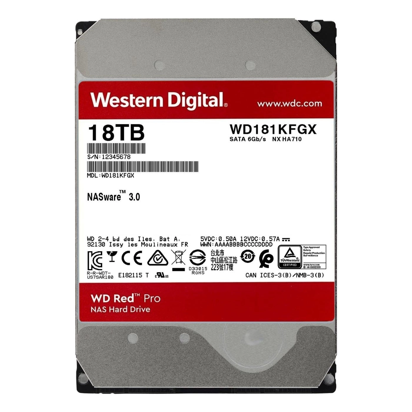 Red Pro 3.5" 7200rpm 512MB SATA 6Gb/s (WD181KFGX) - 18TB