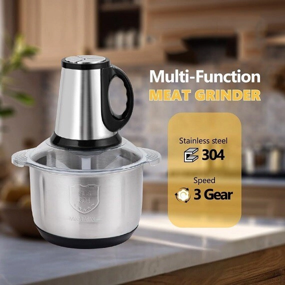 Meat Grinder & Food Processor - 500W 4 Stainless Steel Blades