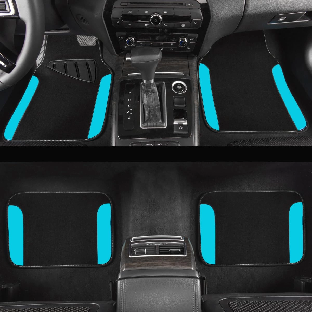 Universal Fit Car Floor Mats - Set of 4pcs Black and Burgundy