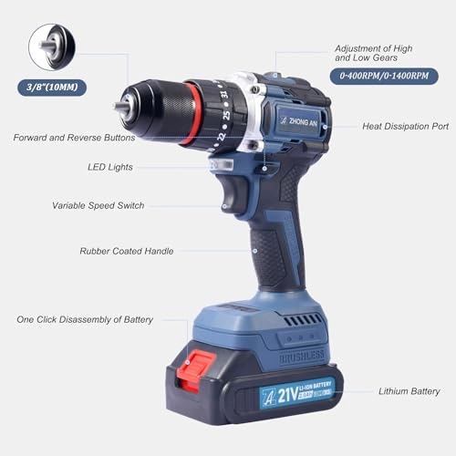 Cordless Drill - 2000 Milliamp Hours 21 Volts