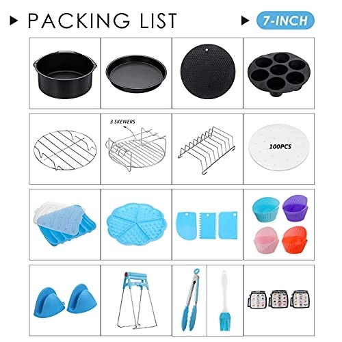 Air Fryer Accessories - Silicone Stainless Steel Carbon Steel 17 Pcs