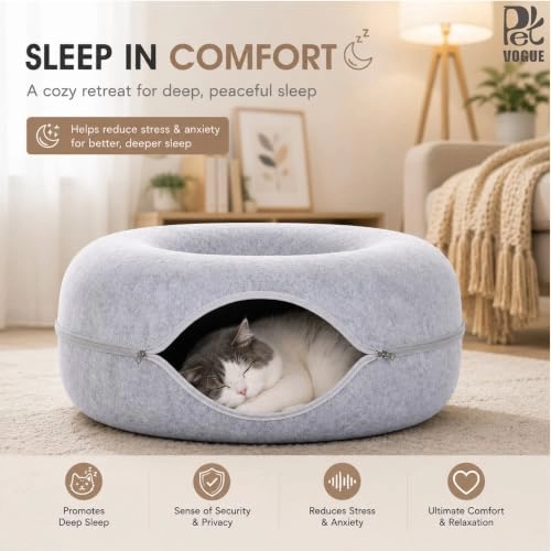 Donut Cat Bed - 50x50x20cm Polyester