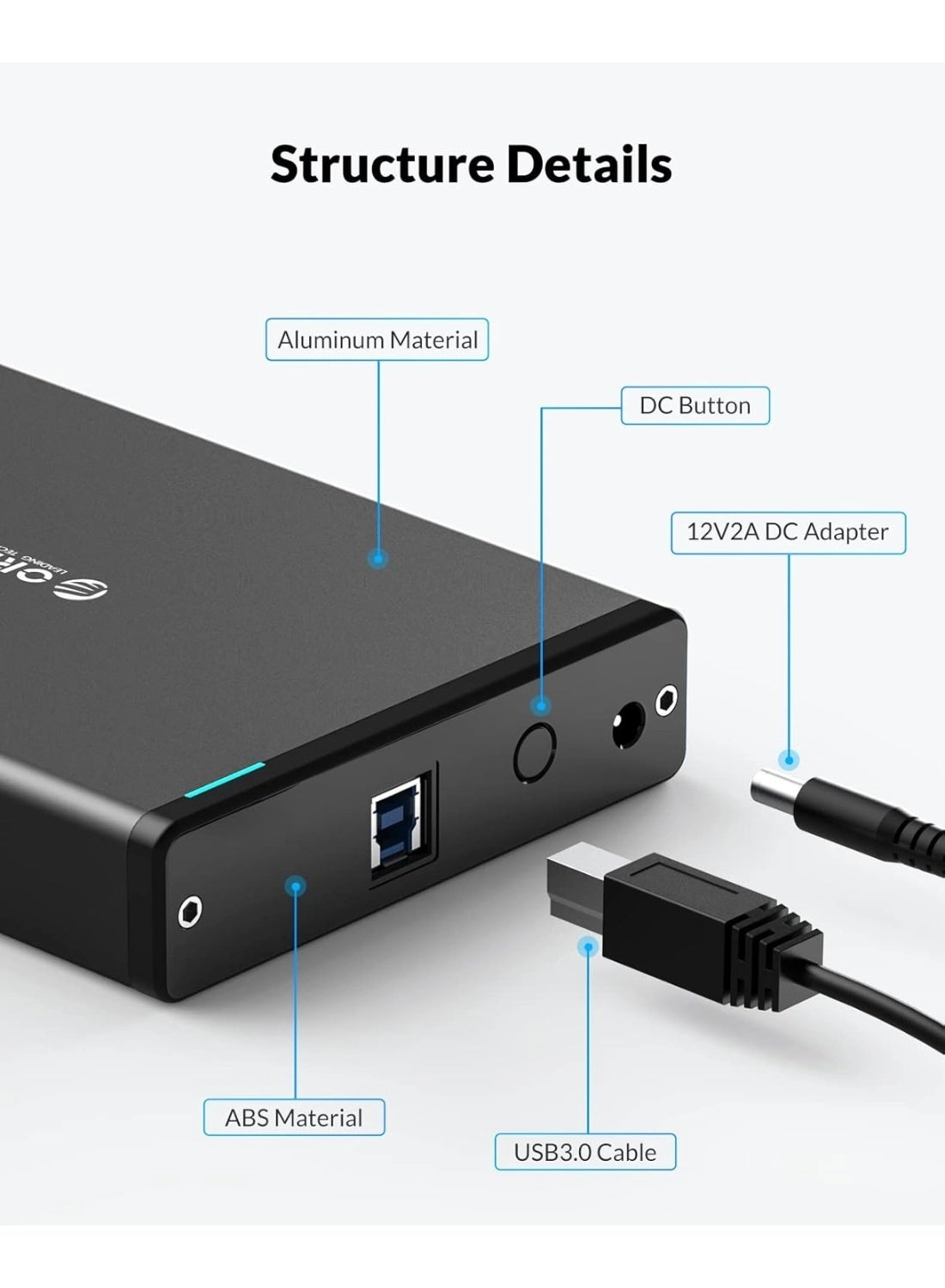 External Hard Drive Enclosure - 16TB 2.5/3.5inch HDD/SSD