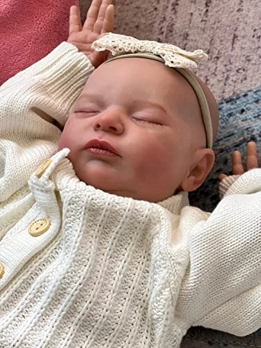 Reborn Baby Doll - 19 inches Silicone Asleep Brown eyes