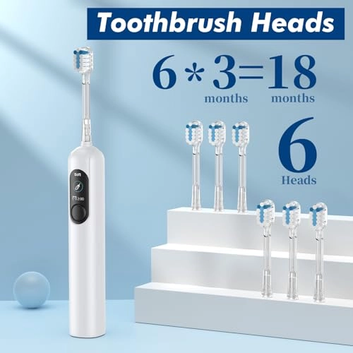 Sonic Electric Toothbrush - 6 Brush Heads 4 Modes Rechargeable