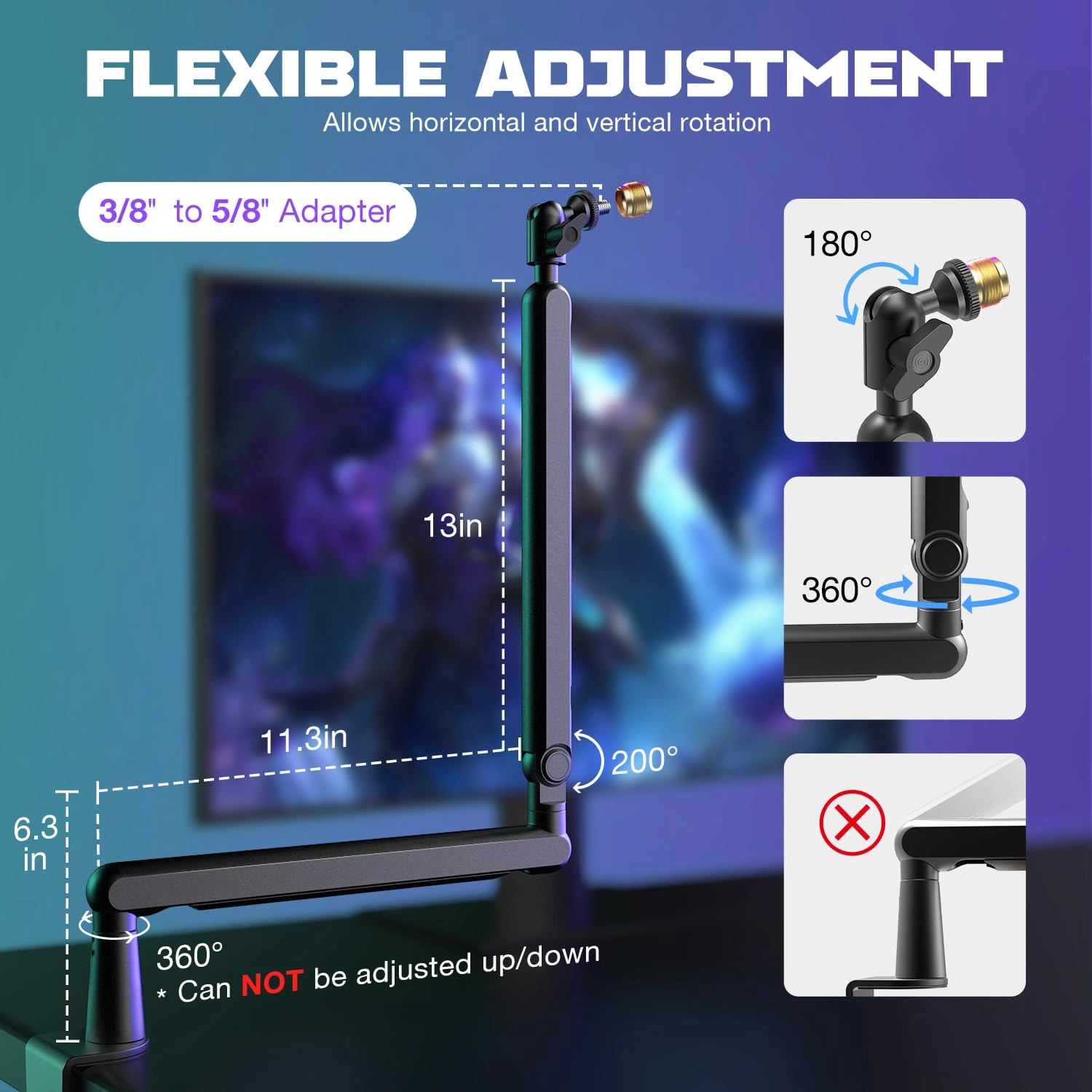 BM88 - Low Profile Adjustable Boom Arm