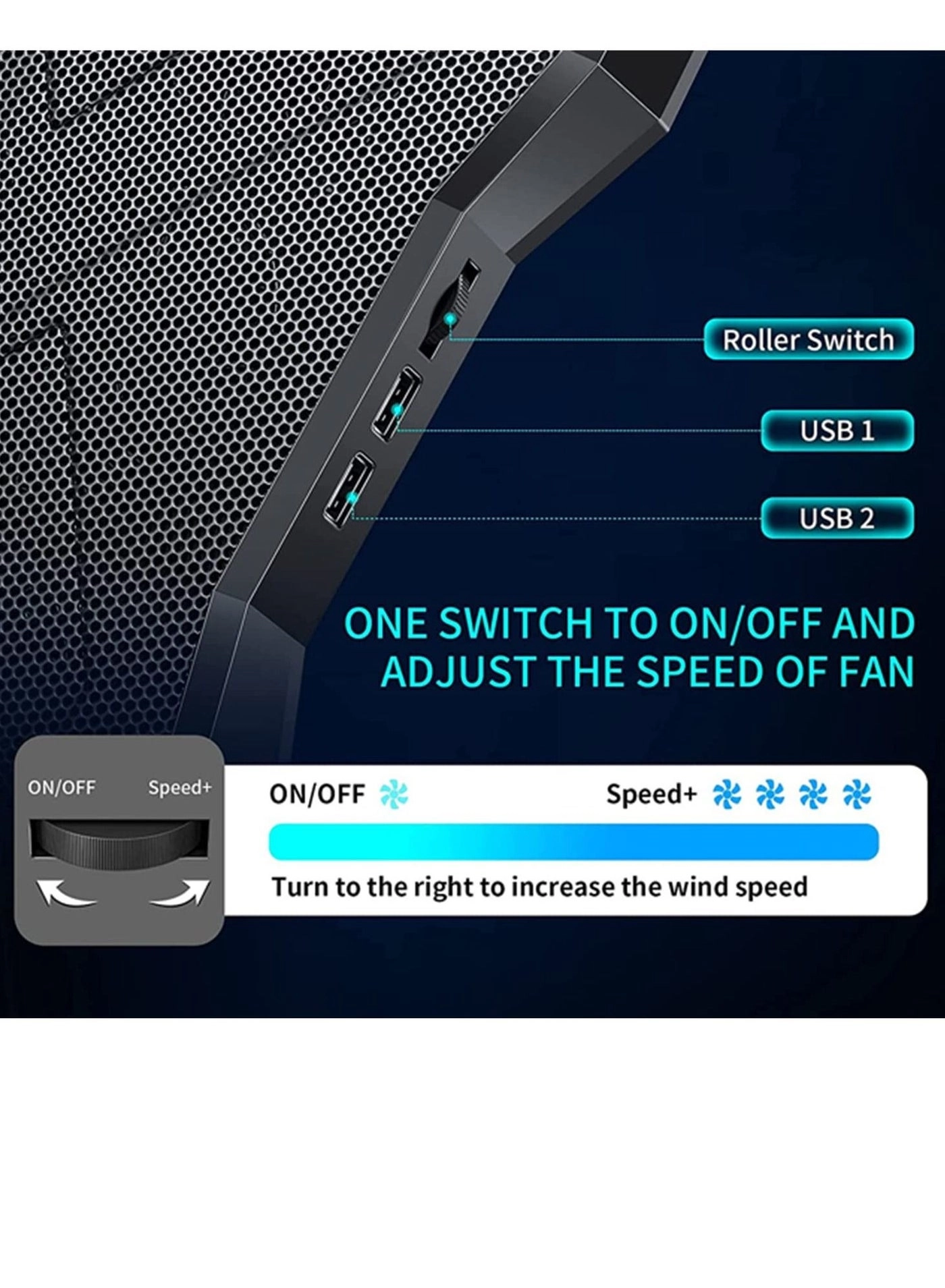 Laptop Cooling Pad - USB Powered Black/Blue