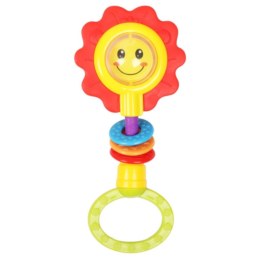 Little Angel Baby Flower Teether - Rattle Shaker 3 clacker spinning rings