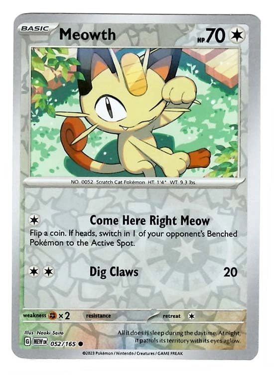 Meowth 052/165 - Single Card